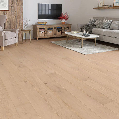 Elegant living space featuring Hampstead Engineered Oak flooring by LuxeFloors Co. – a premium engineered wood floor with warm, neutral tones and a smooth finish.